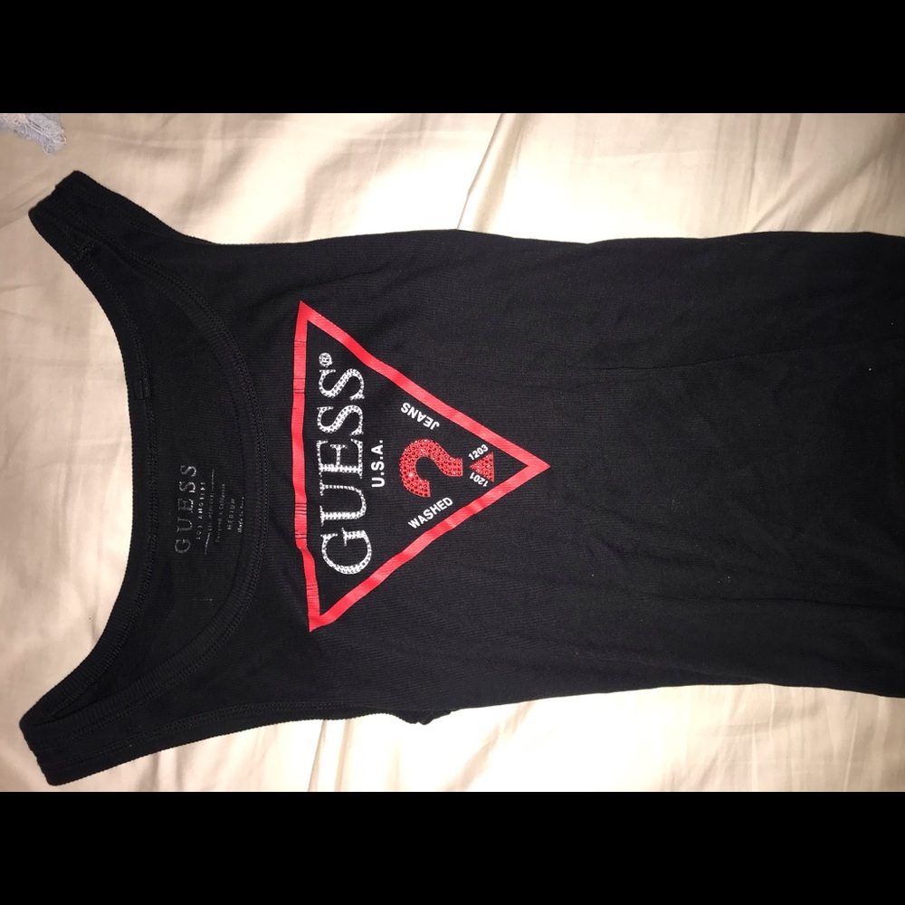 GUESS rhinestone logo tank